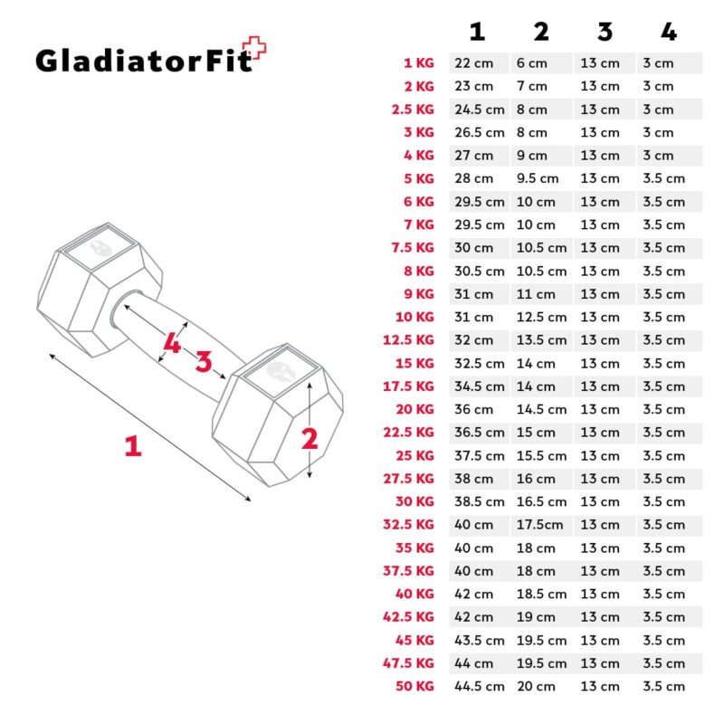 Haltère hexagonal "Hex Dumbbell" en caoutchouc GladiatorFit - vue 5
